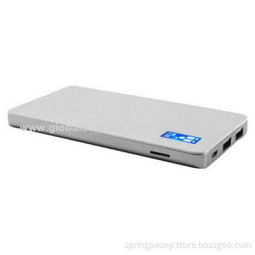 8,000mAh Lithium Polymer Power Bank, Support TF Card Storage, 5V DC/2/3.1A Output
